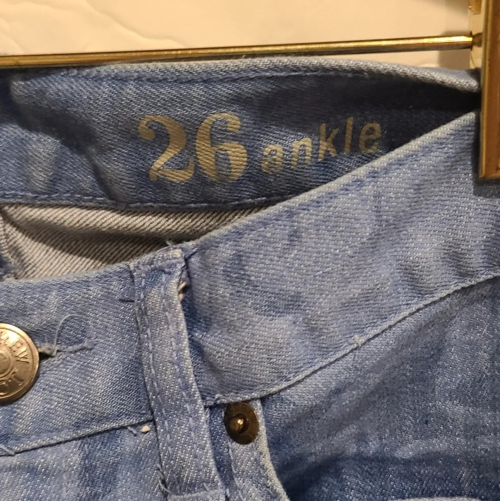 J.Crew Toothpick women's blue jeans size.26 leaf prints ankle (27 in inseam) - Picture 10 of 10